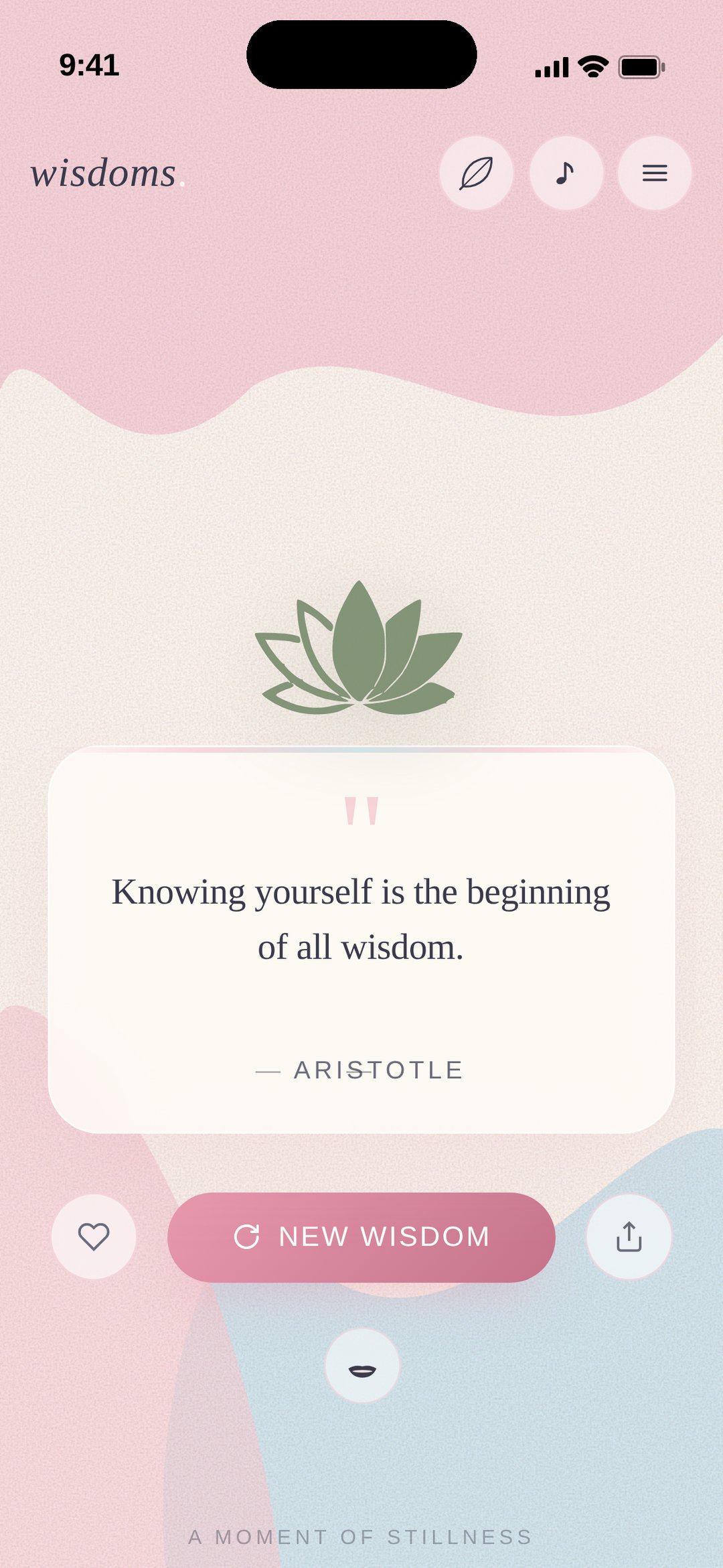 Wisdoms app showing a quote from Aristotle